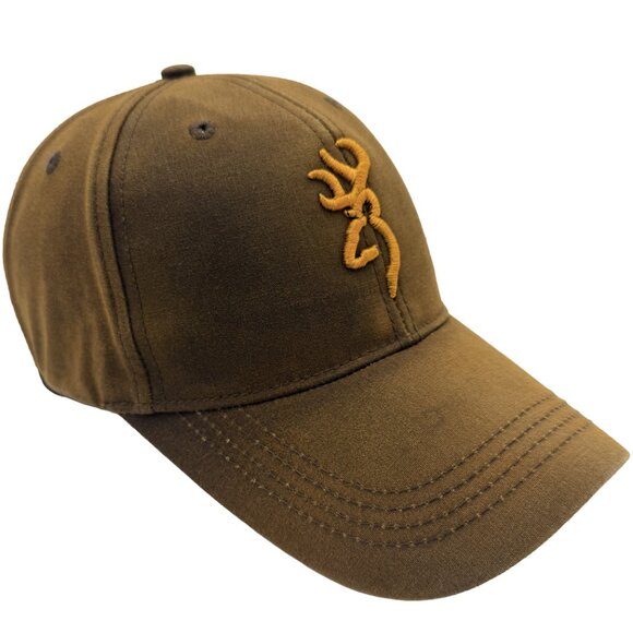 Browning Dura-Wax Solid Baseball Cap 308412881 Brown & Loop Closure 3-D Buckmark - Picture 2 of 11